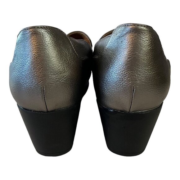 Comfortview Womens Metallic Gray Slip-On Shoes 10W Faux Leather Padded Insoles - Picture 4 of 11